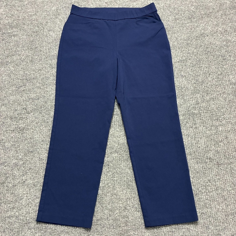 Susan Graver Womens Cropped Pants Size 8 Blue Pull On Stretch Mid‎ Rise Workwear